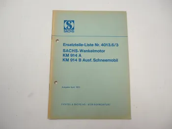 Fichtel Sachs KM 914 A B Wankelmotor für Schneemobil Ersatzteilliste 1972