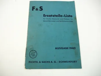 Fichtel & Sachs Motoren Naben Ersatzteile Motorfahrrad Katalog 1940