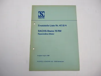 Fichtel Sachs Stamo 75 RM Rasenmäher Motor Ersatzteilliste 1968