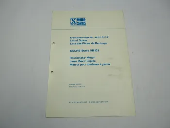 Fichtel Sachs Stamo SB 102 Rasenmäher Motor Ersatzteilliste 1976