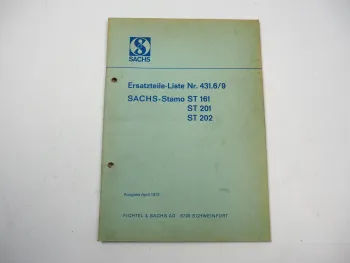 Fichtel Sachs Stamo ST 161 201 202 Motor Ersatzteilliste Ersatzteilkatalog 1972