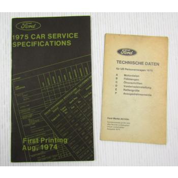 Ford 1971 Car Service Specifications US Personenwagen Technische Daten