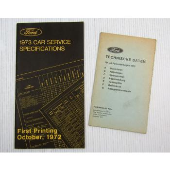Ford 1973 Car Service Specifications US Personenwagen Technische Daten