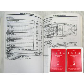 Ford 1994 Specification Book Aspire Escort Tracer Thunderbird Mark VIII Mustang