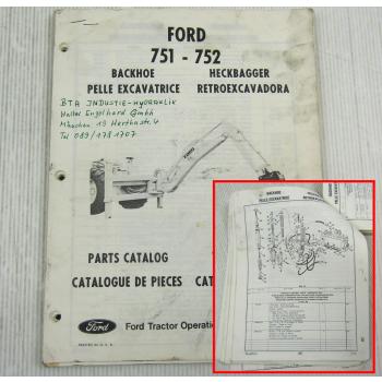 Ford 751 752 Heckbagger Backhoe Pelle Excavatrice Erstzteilliste Parts List 1974