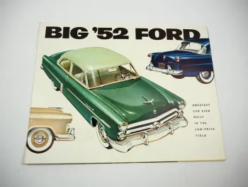 Ford Big 52 V8 Mainline Customline Crestline Victoria Prospekt Brochure 1952