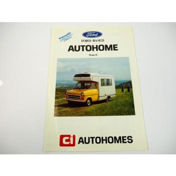 Ford Ci Autohome Mark II Transit Caravan Wohnmobil Camping Prospekt 1970er