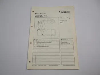 Ford Escort Mk5 1991 Einbauanleitung Webasto Thermo Top T BW50 DW50 Heizung