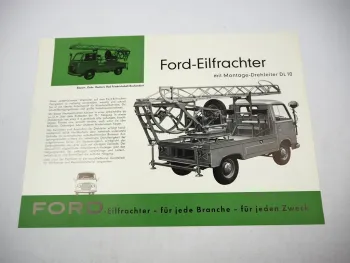 Ford FK 1000 1250 Feuerwehr mit Drehleiter DL 10 Bachert Prospekt ca. 1960er J.