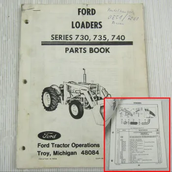 Ford Loaders Series 730 735 740 Parts List Book October 1974