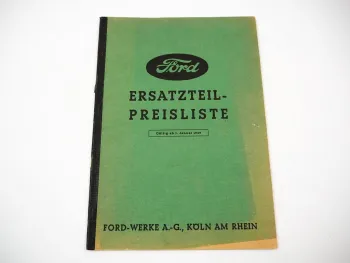 Ford PKW LKW Ersatzteil Preisliste ohne Abbildungen gültig ab 1949