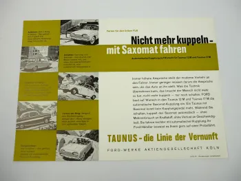 Ford Taunus 12M 17M Automatische Kupplung Saxomat Prospekt 1960er Jahre