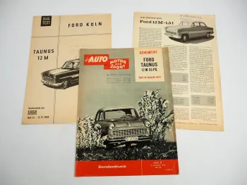 Ford Taunus 12M 55 PS Testbericht 3x Sonderdruck 1959/60