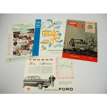 Ford Taunus 12M 55 PS Zubehör 3x Prospekt Testbericht 1960er Jahre