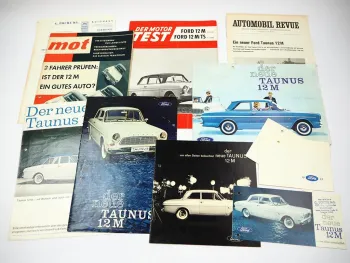 Ford Taunus 12M 5x Prospekt Testbericht Rechnung Pöche KG Darmstadt ca. 1962/63