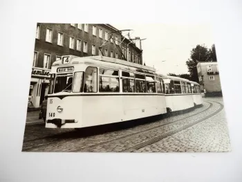 Foto AK 80 Jahre Straßenbahn 1978 Brandenburg Puschkinplatz 1975 TW140 Bj 1966