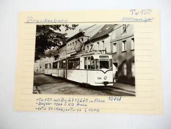 Foto AK 80 Jahre Straßenbahn Brandenburg 1978 Triebwagen TW150 Bj 1967 in Plaue