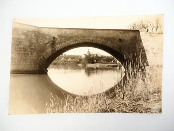 Foto AK Köngen Blick von der Brücke in Richtung Kirche 1941 Esslingen BW