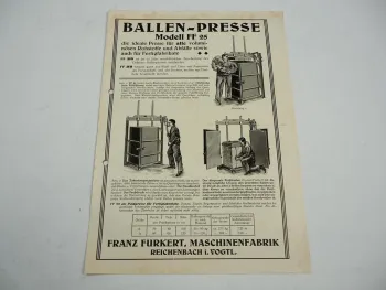 Franz Furkert Reichenbach Vogtl. Maschinenfabrik Presse Prospekt 1930er Jahre