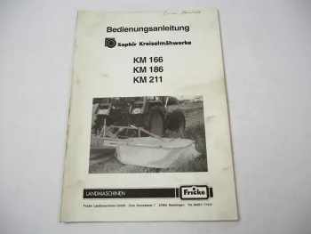 Fricke KM 166 186 211 Saphir Kreiselmähwerke Betriebsanleitung Ersatzteilliste