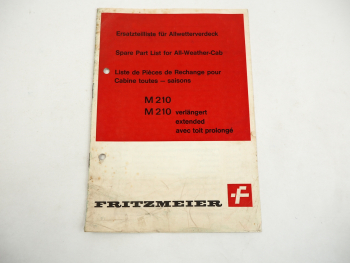 Fritzmeier Allwetter Verdeck M210 Ersatzteilliste Spare parts list 1969