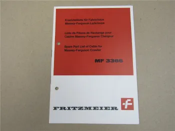 Fritzmeier Fahrerdach Massey Ferguson MF 3366 Laderaupe Ersatzteilliste 4/68