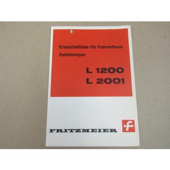 Fritzmeier Fahrerdach Zettelmeyer L 1200 2001 Radlader Ersatzteilliste