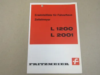 Fritzmeier Fahrerdach Zettelmeyer L 1200 2001 Radlader Ersatzteilliste