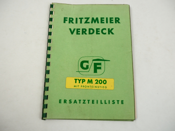 Fritzmeier GF Verdeck M200 Ersatzteilliste Anbauanleitung 1960