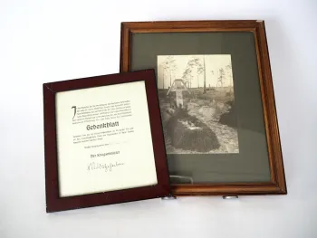 Gedenkblatt und Foto WK1 Gefreiter Marx Wiesental b. Karlsruhe 1915 R.I.R. 250