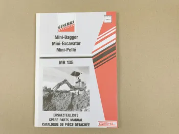 Gehl Gehlmax MB135 Ersatzteilliste Ersatzteilkatalog Spare parts manual