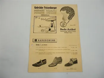 GF Gebr. Feisenberger Frankfurt Berlin Badeartikel Schuhe Hauben Preisliste 1936