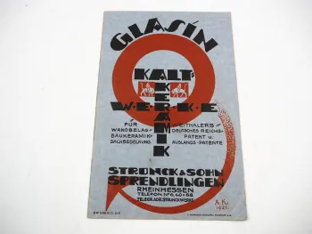 Glasin Kalt Keramik Werke Strunck Sprendlingen Katalog 1921 Art Deco Jugendstil
