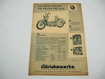 Görette Motorroller Diva Luxus Moped Prospekt 1950er J. Görickewerke Bielefeld