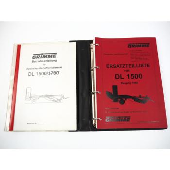 Grimme DL1500 Kartoffelvollernter Betriebsanleitung Ersatzteilliste BJ 1996