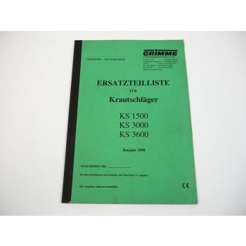 Grimme KS 1500 3000 3600 Krautschläger Ersatzteilliste BJ 1998
