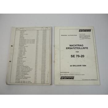 Grimme SE 70-20 Kartoffelroder Ersatzteilliste 1993/94