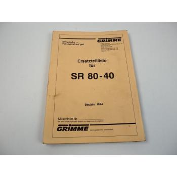 Grimme SE 80-40 Kartoffelroder Ersatzteilliste 1994