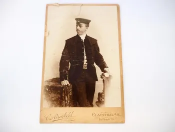 Großes Pappfoto Bergmann Bergbau Clausthal Harz ca. 1900 Uniform Koppelschloss