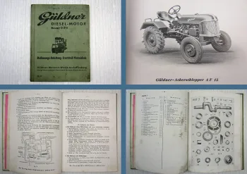 Güldner D215 Dieselmotor im AF15 Bedienungsanleitung Ersatzteilliste ca 1955