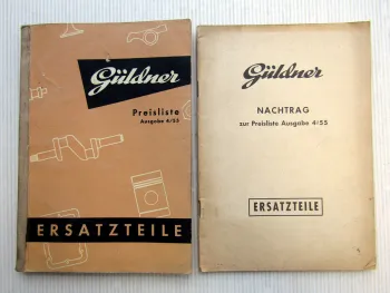 Güldner Ersatzteil Preisliste für Motoren Traktoren + Nachtrag 1955