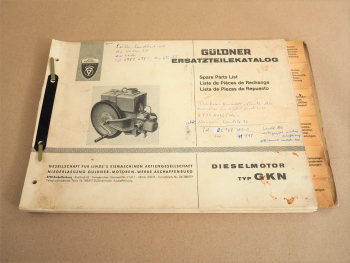 Güldner GKN Motor Ersatzteilliste Ersatzteilkatalog 1966 Spare parts List