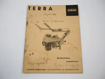 Gutbrod Terra Motorrgerät 4 PS Betriebsanleitung Ersatzteilliste ca. 1964