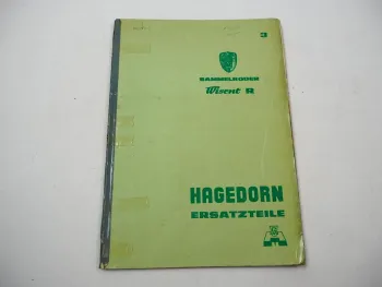 Hagedorn Wisent R RB RL RW Sammelroder Ersatzteilliste Ersatzteilkatalog BJ 1968