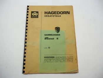 Hagedorn Wisent R Sammelroder Ersatzteilliste Ersatzteilkatalog BJ 1976/77