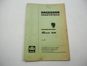 Hagedorn Wisent RM Sammelroder Ersatzteilliste Ersatzteilkatalog BJ 1976