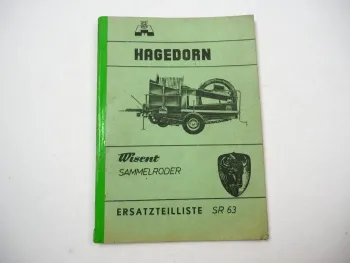 Hagedorn Wisent Sammelroder SR63 Ersatzteilliste Ersatzteilkatalog