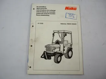 Hako Hakotrac 1900D (8030) Traktor Ersatzteilliste Ersatzteilkatalog 1987