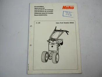 Hako Profi Variette 3632 Ersatzteilliste Ersatzteilkatalog Spare Parts List 1989