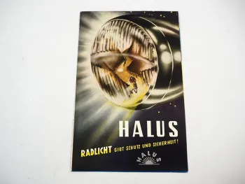 Halus Fahrrad Moped Lampen Beleuchtung Dynamo Prospekt 1950er Jahre